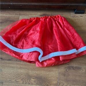 Red Tulle Skirt with White Trim